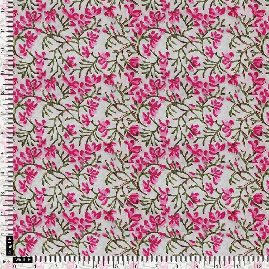 Pink Floral Ditzy Pattern Digital Printed Fabric - Image 3