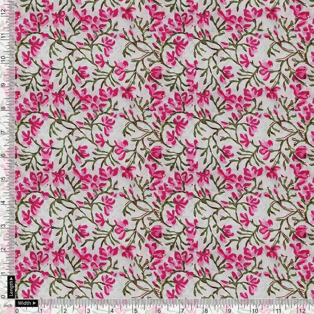 Pink Floral Ditzy Pattern Digital Printed Fabric - Image 3
