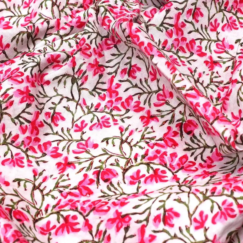 Pink Floral Ditzy Pattern Digital Printed Fabric - Image 3