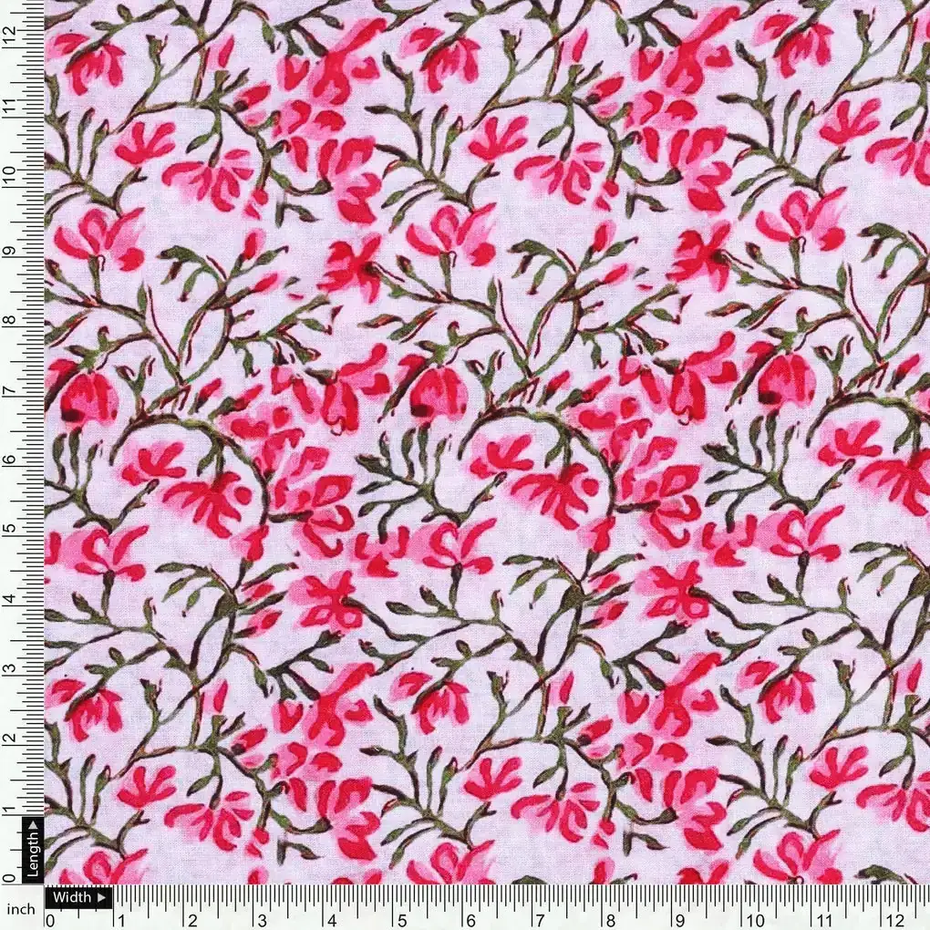 Pink Floral Ditzy Pattern Digital Printed Fabric - Image 4
