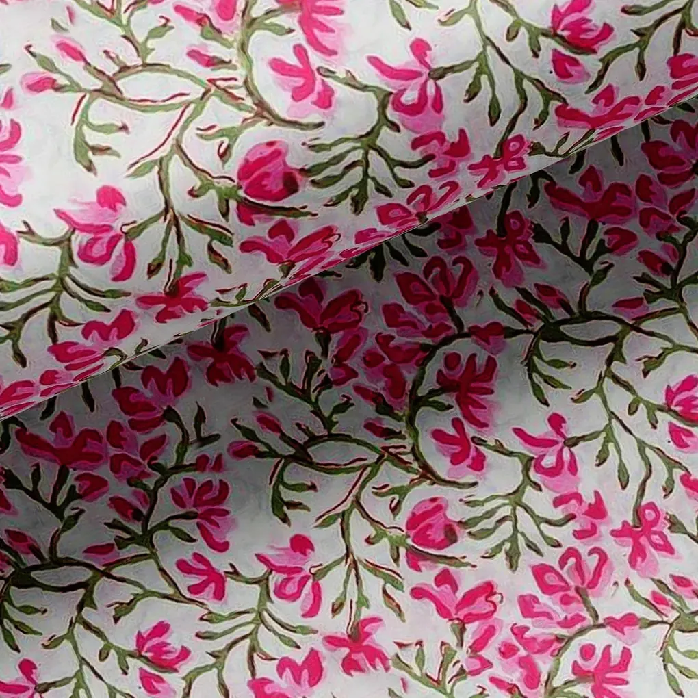 Pink Floral Ditzy Pattern Digital Printed Fabric - Image 2