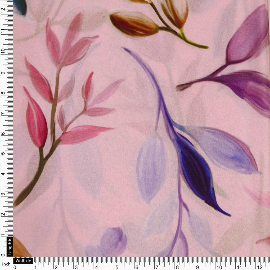 Pink Floral French Crepe Fabric - Image 4