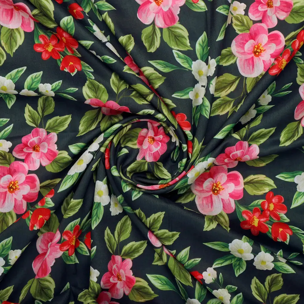 Pink Floral Muslin Fabric - Image 3