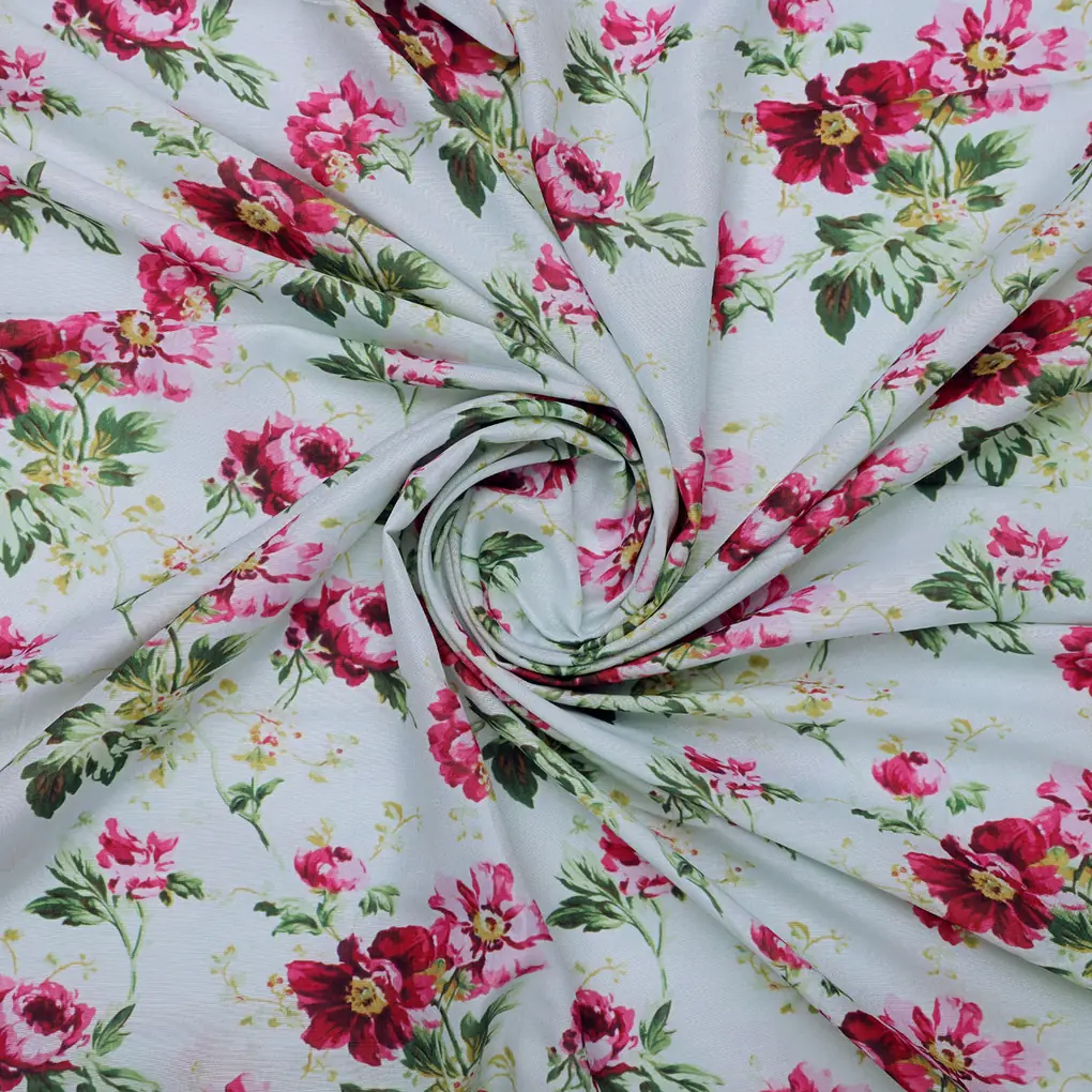 Pink Floral Muslin Fabric - Image 3