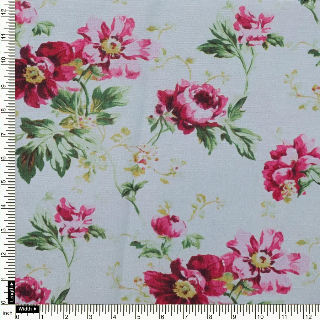 Pink Floral Muslin Fabric - Image 4