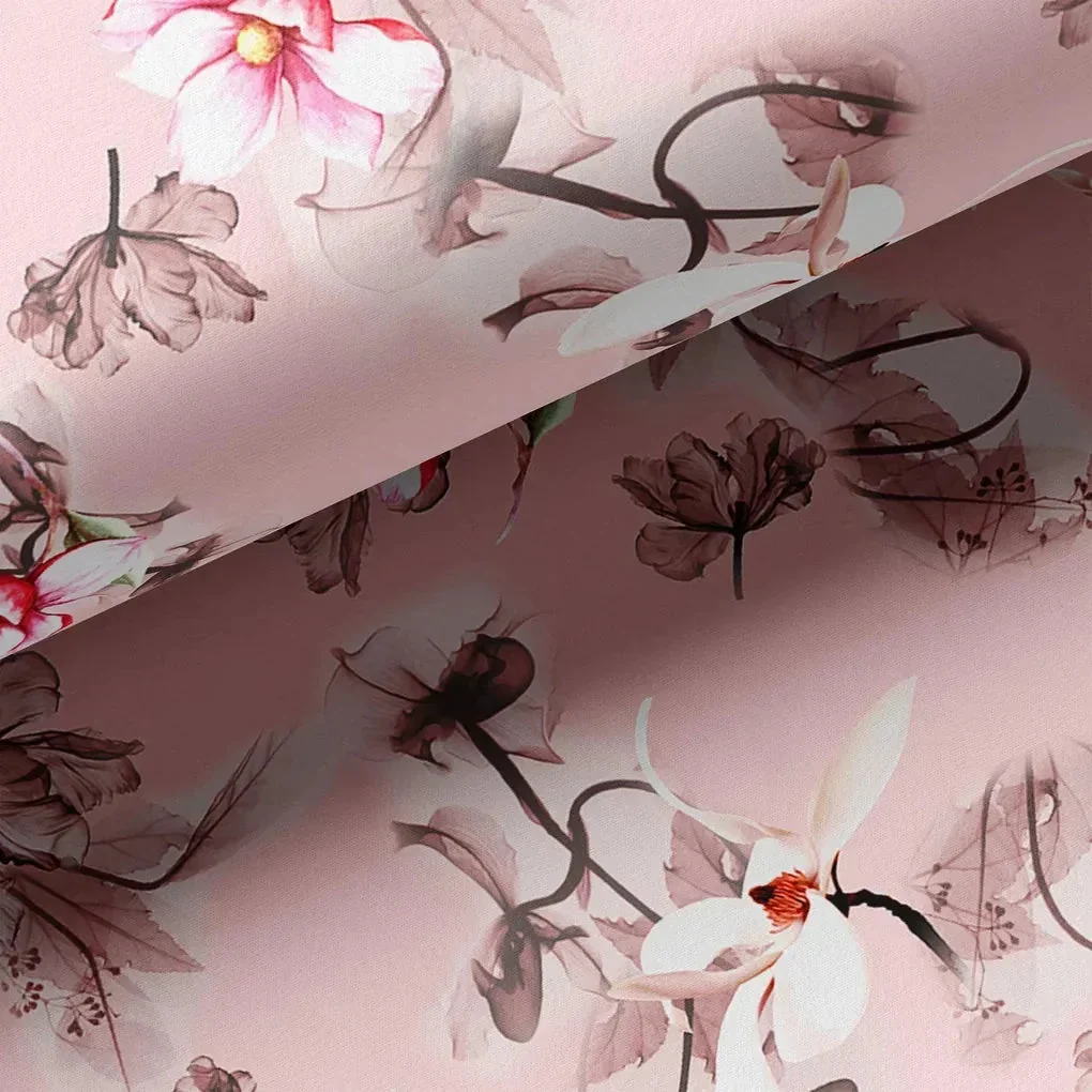 Pink Floral Digital Printed Fabric - Image 3