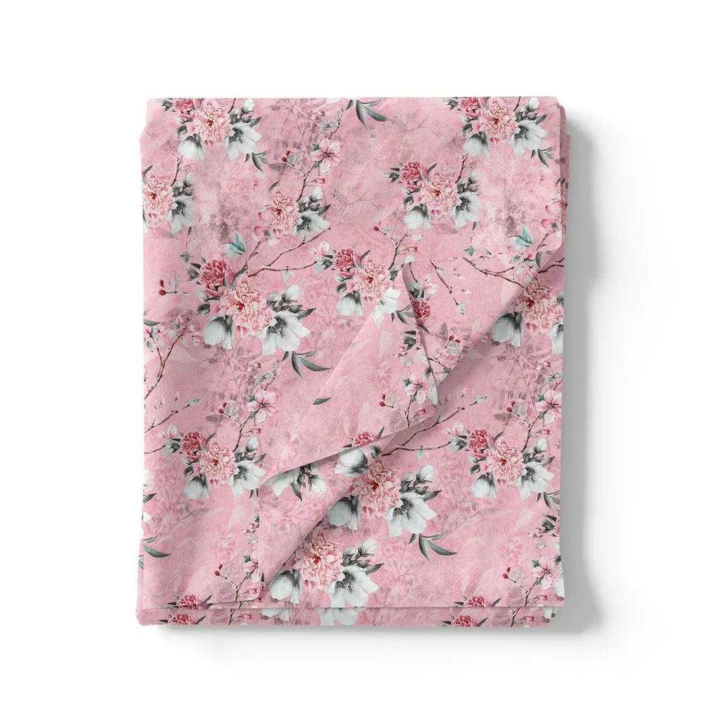 Pink Flower Weightless Printed Fabric - Image 3
