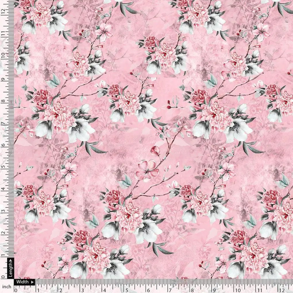Pink Flower Weightless Printed Fabric - Image 5