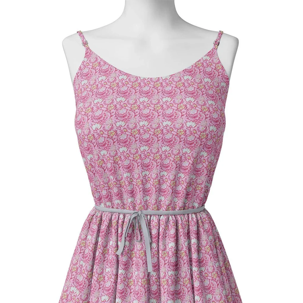 Pink Jecobean Silk Crepe Printed Fabric - Image 2
