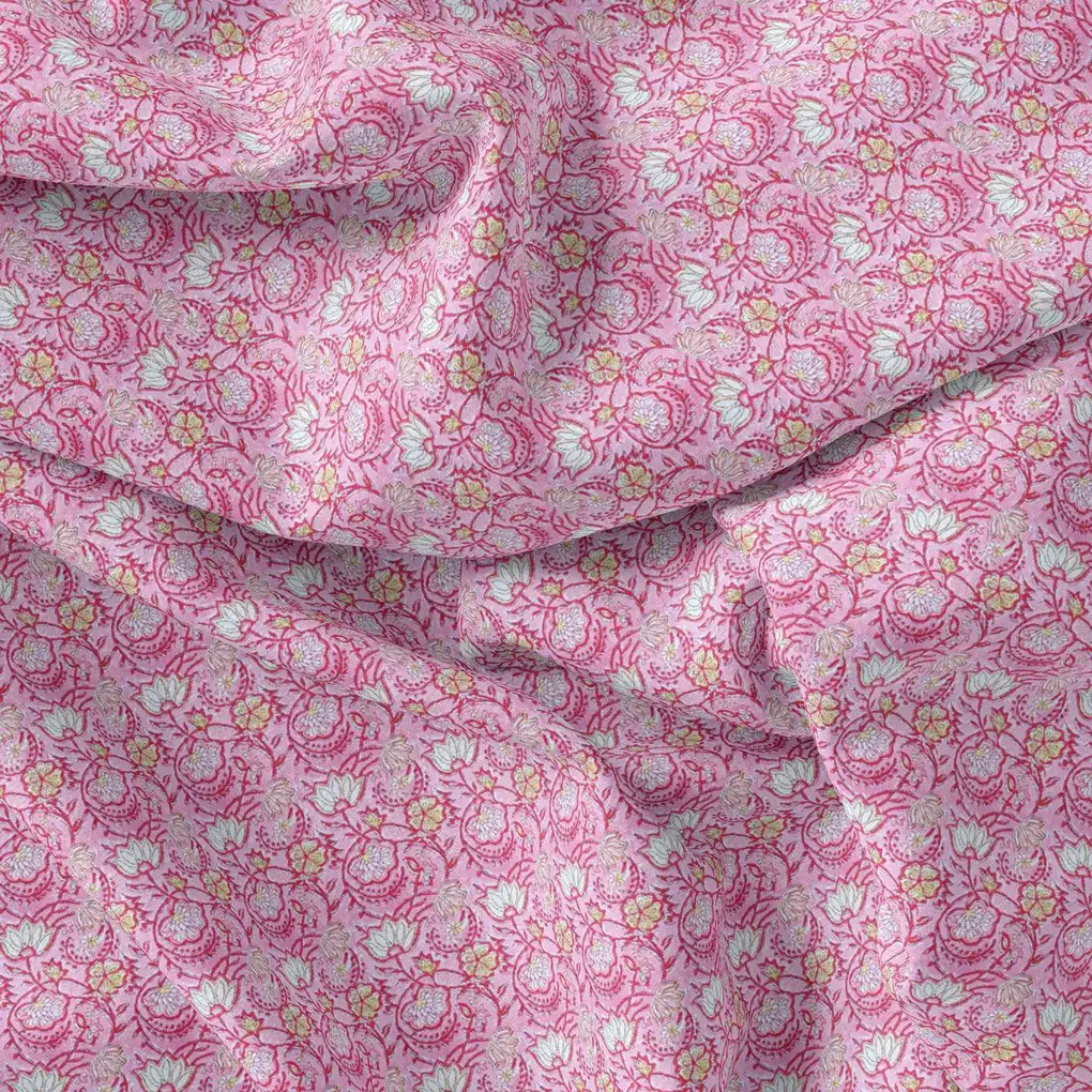 Pink Jecobean Silk Crepe Printed Fabric - Image 4