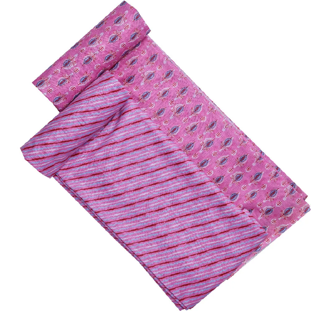 Pink Linen Printed Unstitched Fabric Set (5 Meter Set) - Image 4