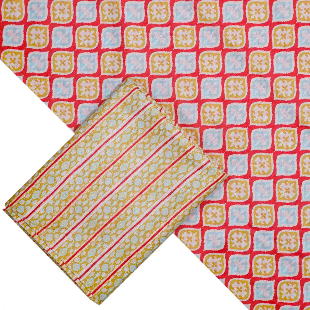 Pink Mul Cotton Printed Unstitched Fabric Set (5 Meter Set) - Image 2