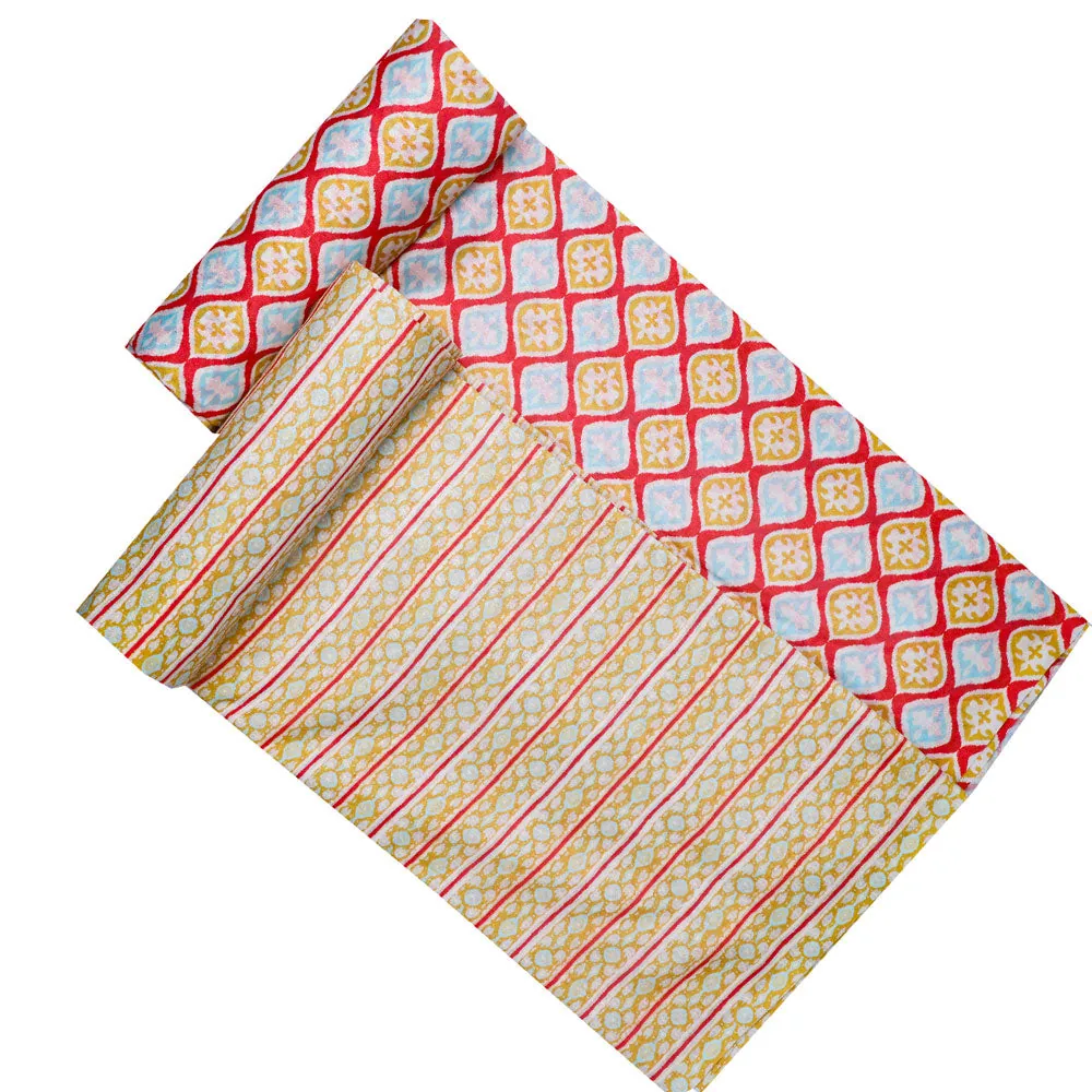 Pink Mul Cotton Printed Unstitched Fabric Set (5 Meter Set) - Image 4