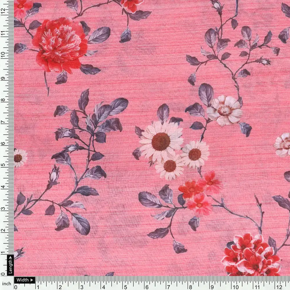 Pink Mul Cotton Printed Unstitched Fabric Set (5 Meter Set) - Image 5