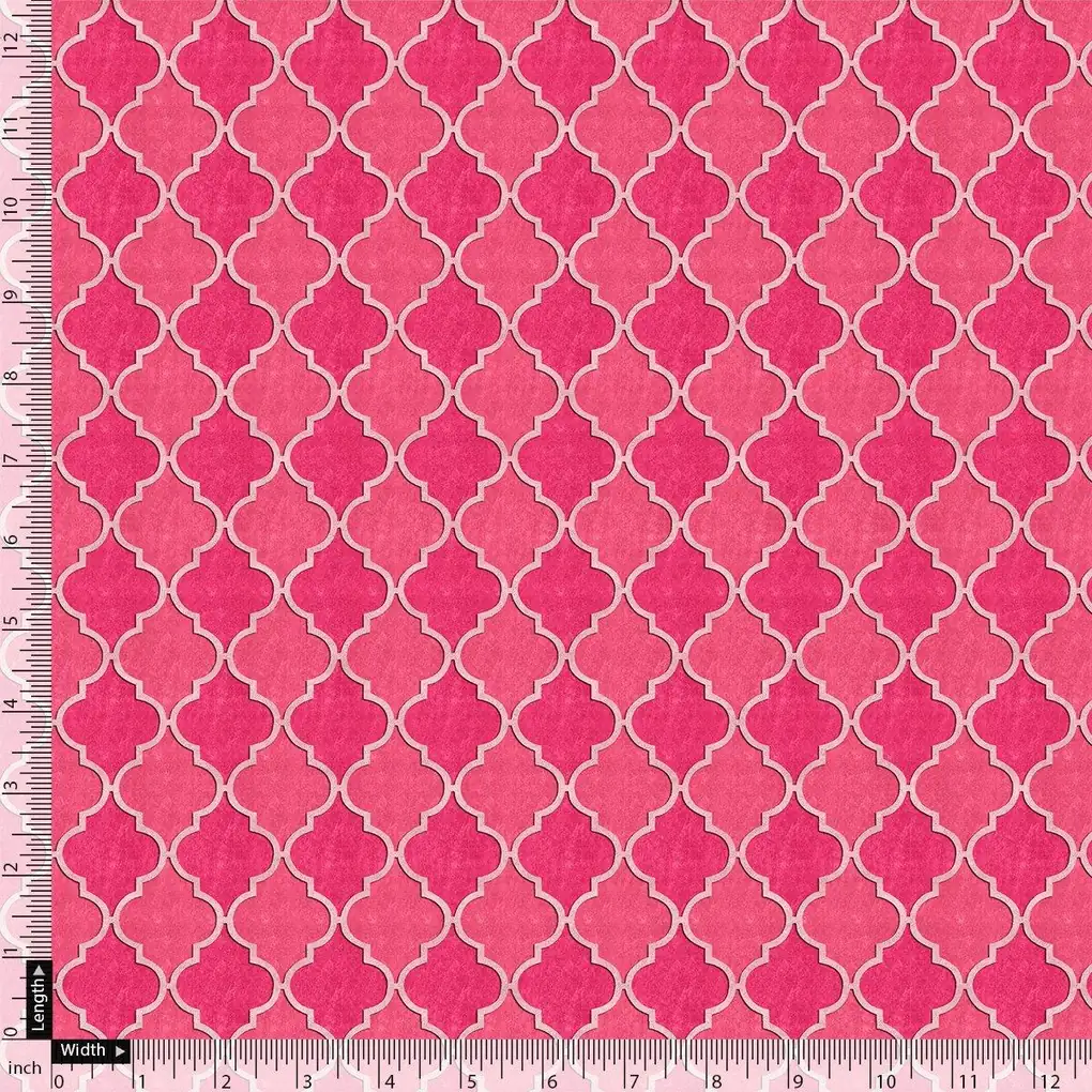 Pink Quatrefoil Patterns Digital Printed Fabric - Image 4