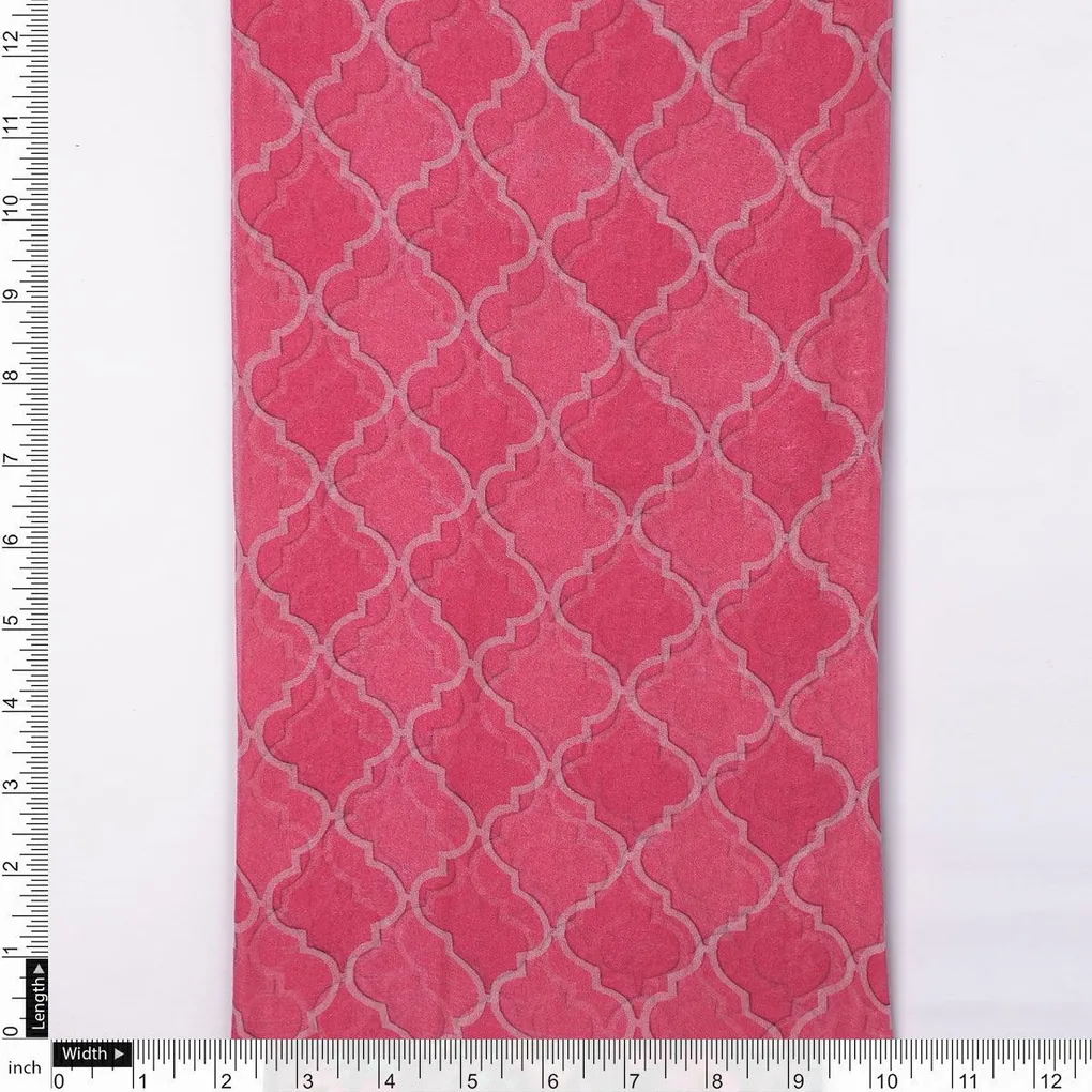 Pink Quatrefoil Patterns Digital Printed Fabric - Pure Chiffon - Image 4