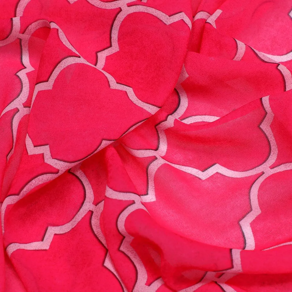 Pink Quatrefoil Patterns Digital Printed Fabric - Weightless - Image 3