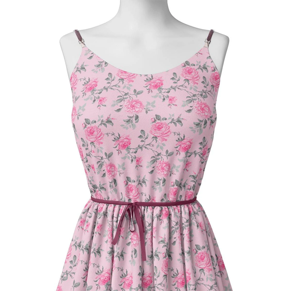 Pink Rose Allover Digital Printed Fabric - Image 2