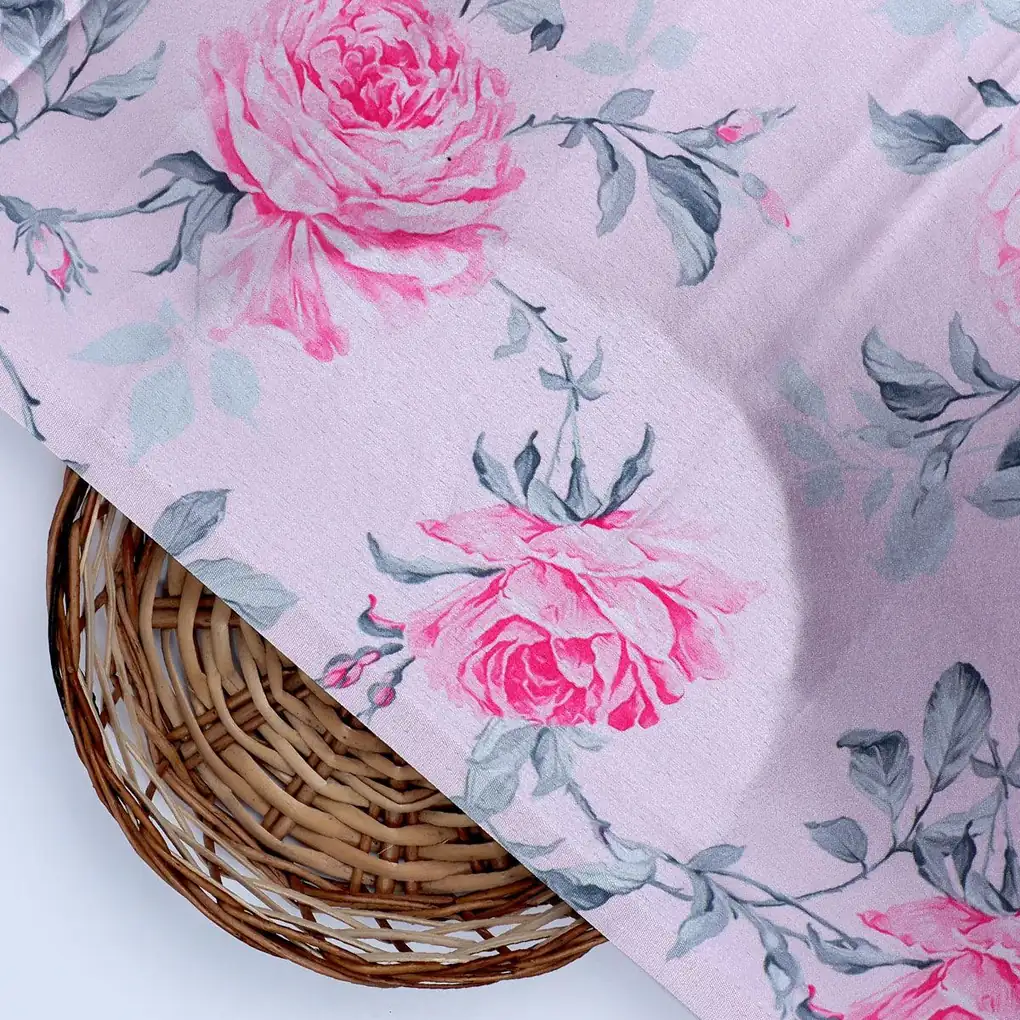 Pink Rose Allover Digital Printed Fabric - Japan Satin - Image 2