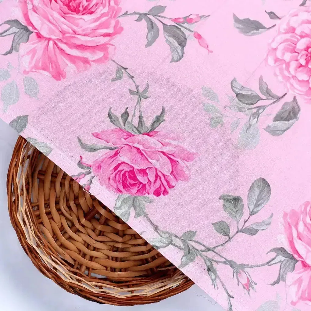 Pink Rose Allover Digital Printed Fabric - Pure Cotton - Image 2