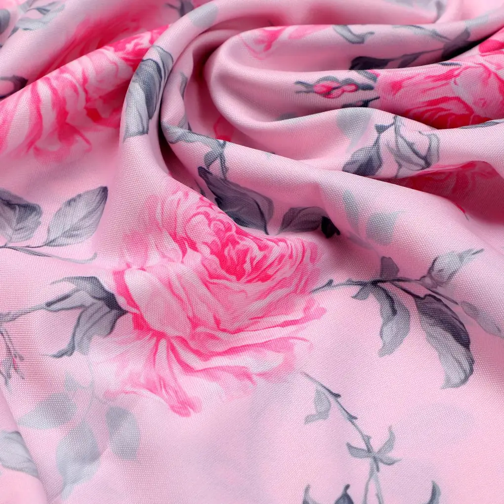 Pink Rose Allover Digital Printed Fabric - Rayon - Image 3