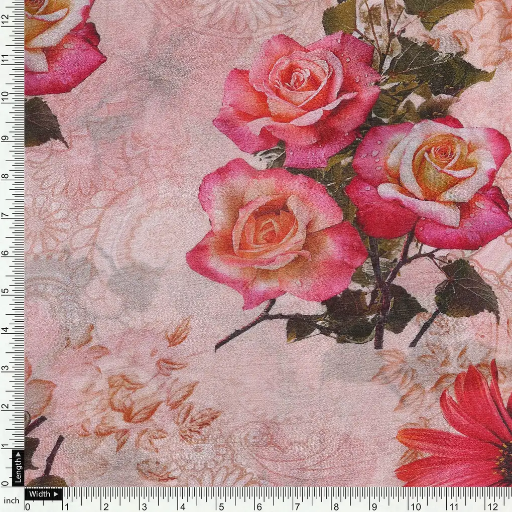 Pink Rose Bunch Allover - Pure Chinon - Image 4