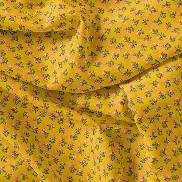 Pink Tiny Flower With Yellow Digital Printed Fabric - Image 3