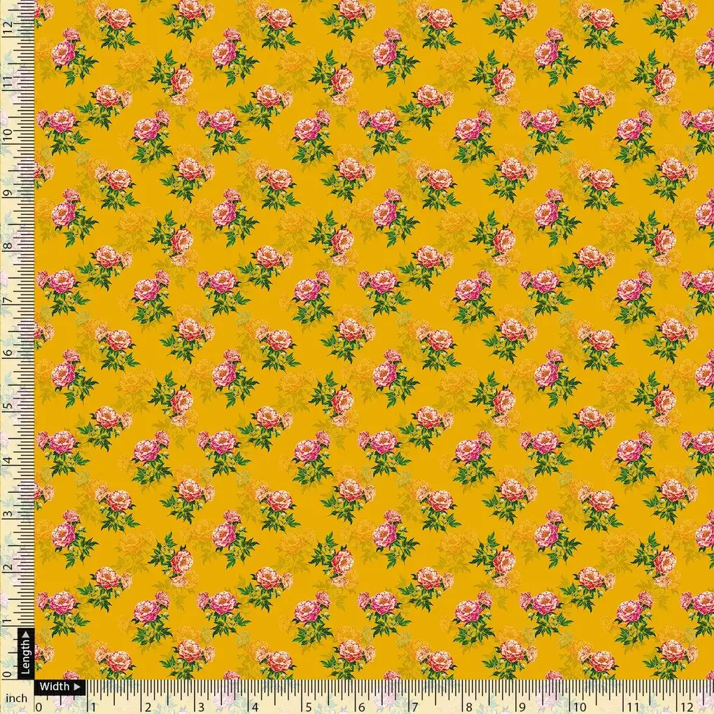 Pink Tiny Flower With Yellow Digital Printed Fabric - Image 4