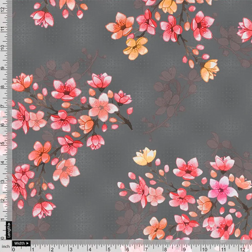 Pinkish Flower Bunch Repeat Digital Printed Fabric - Image 4