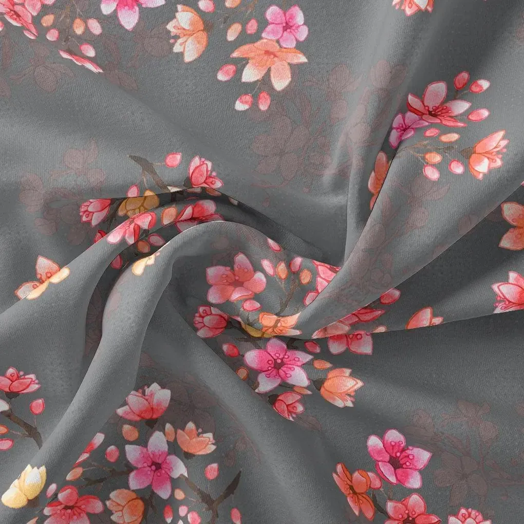 Pinkish Flower Bunch Repeat Digital Printed Fabric - Weightless - Image 3