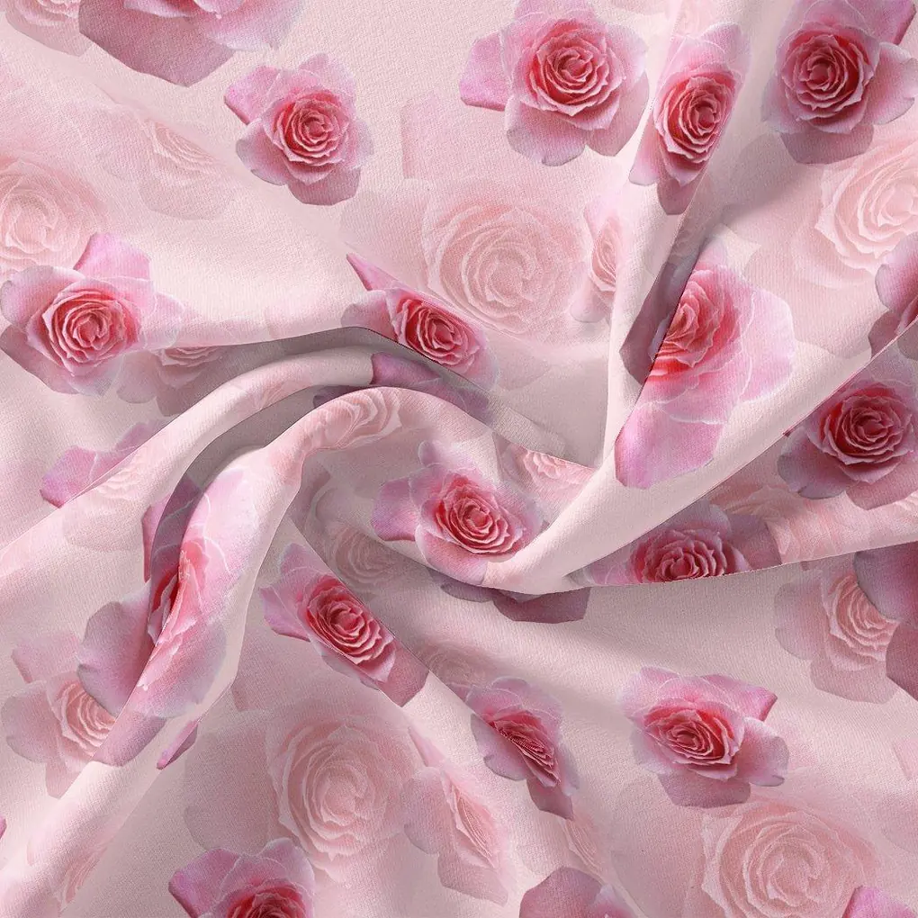 Pinkish Rose Allover Digital Printed Fabric - Image 3