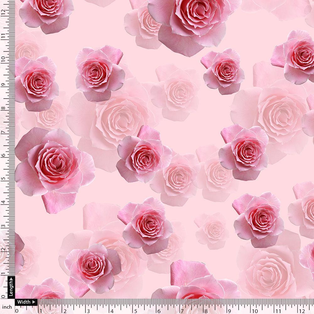 Pinkish Rose Allover Digital Printed Fabric  - Muslin - Image 4