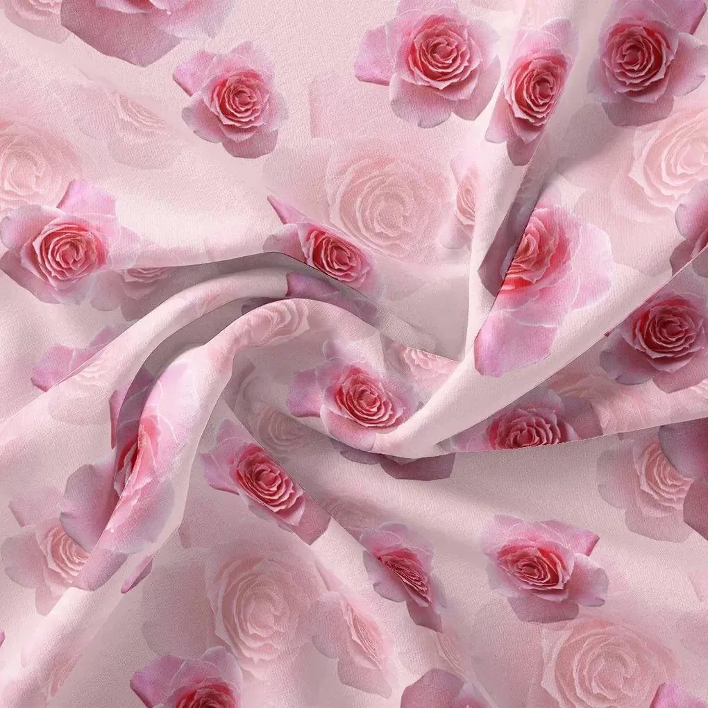 Pinkish Rose Allover Digital Printed Fabric  - Pure Cotton - Image 3