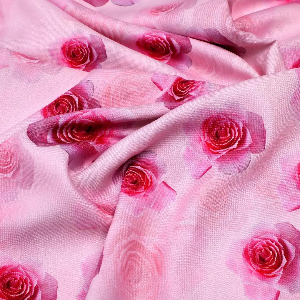 Pinkish Rose Allover Digital Printed Fabric  - Rayon - Image 3