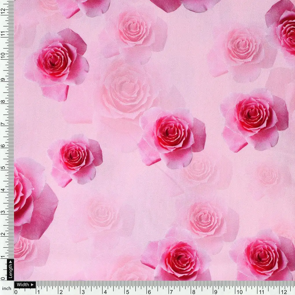 Pinkish Rose Allover Digital Printed Fabric  - Rayon - Image 4
