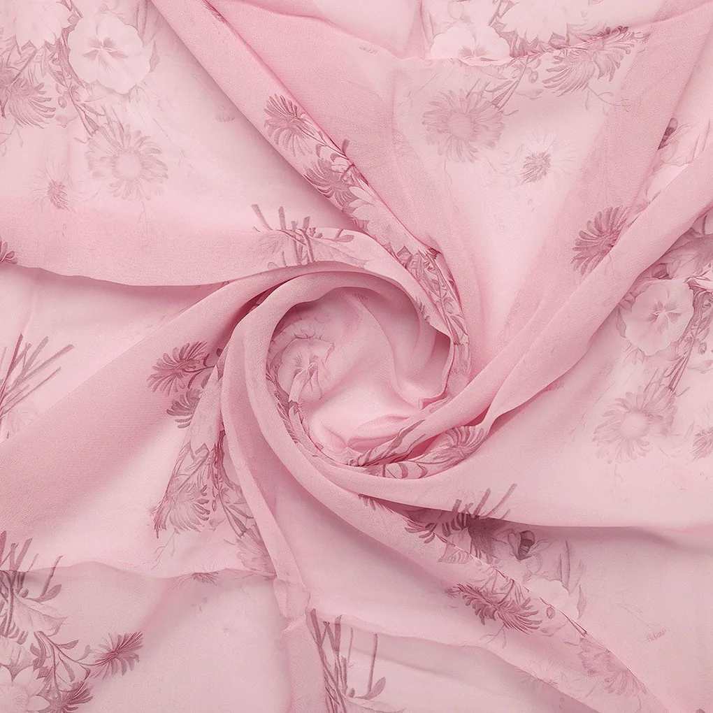 Pinkish Sunflower And Citntz Digital Printed Fabric - Pure Georgette - Image 2