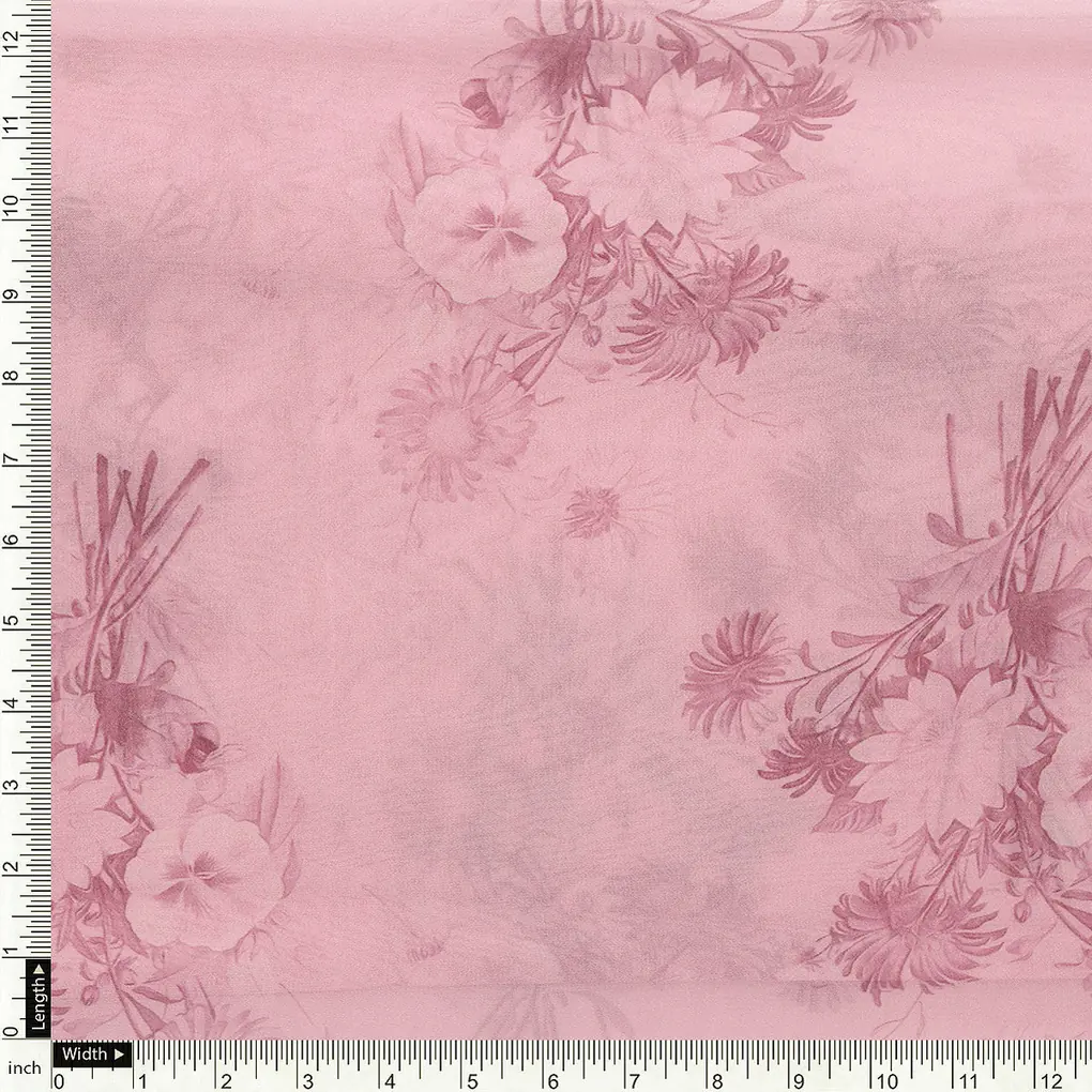 Pinkish Sunflower And Citntz Digital Printed Fabric - Pure Georgette - Image 4