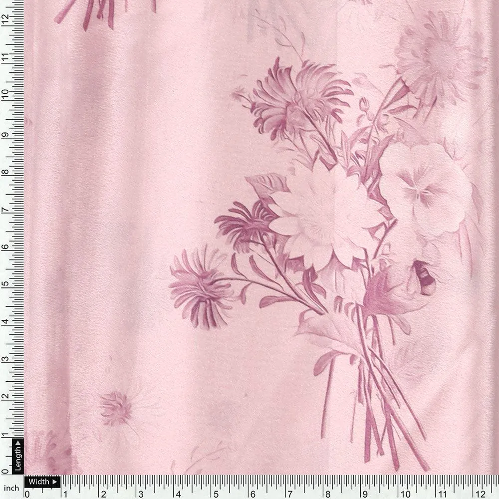 Pinkish Sunflower And Citntz Digital Printed Fabric - Crepe - Image 4
