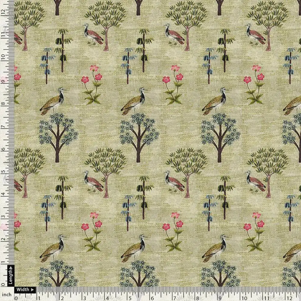 Pista Chinoiserie With Birds Digital Printed Fabric - Image 4