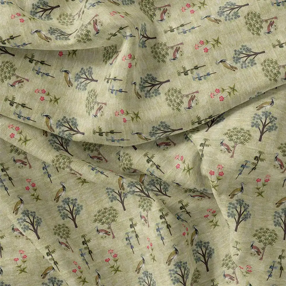 Pista Chinoiserie With Birds Digital Printed Fabric - Kora Silk - Image 3