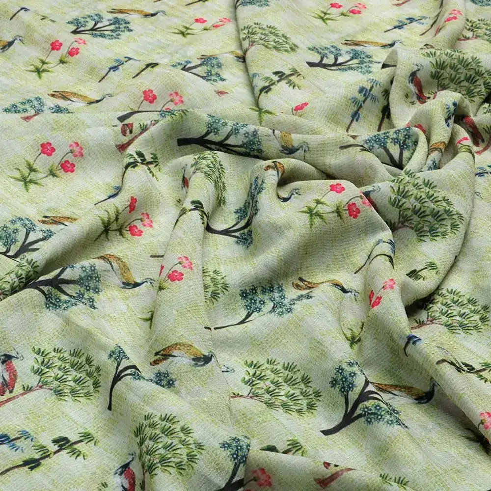 Pista Chinoiserie With Birds Digital Printed Fabric - Weightless - Image 3
