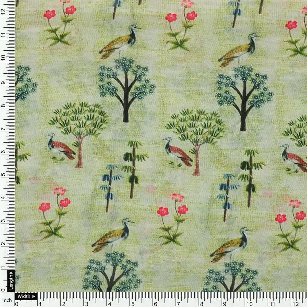 Pista Chinoiserie With Birds Digital Printed Fabric - Weightless - Image 4