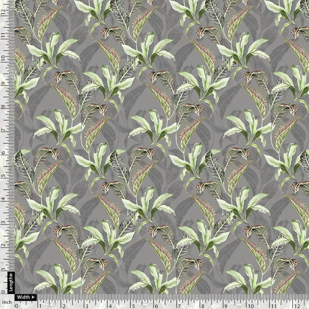 Pista Flower On Grey Digital Printed Fabric - Image 4