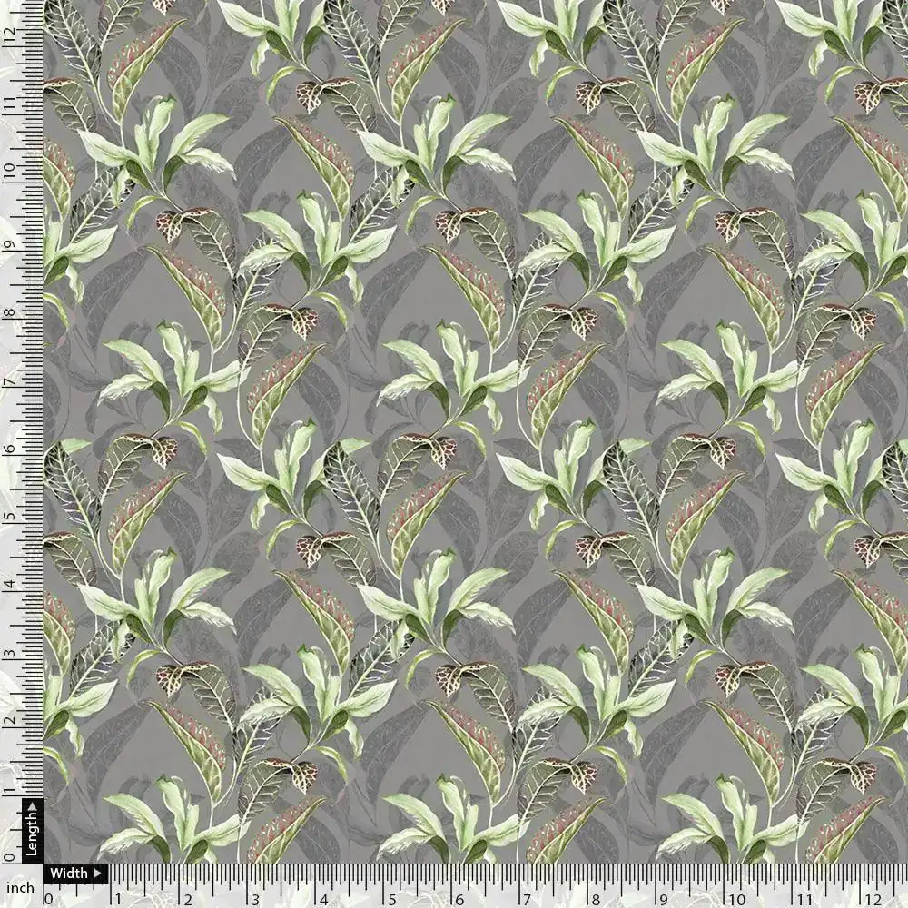 Pista Flower On Grey Digital Printed Fabric  - Japan Satin - Image 4