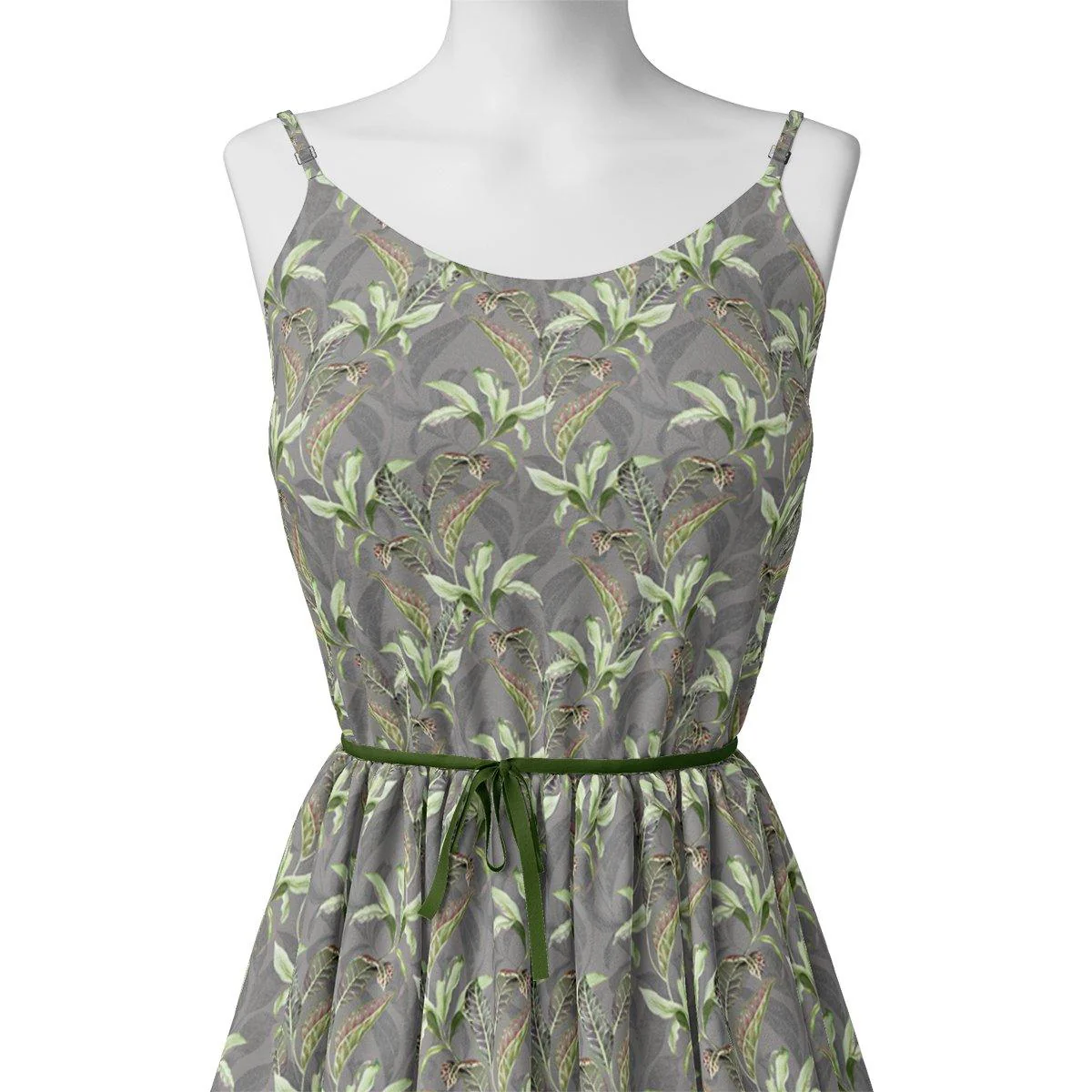 Pista Flower On Grey Digital Printed Fabric  - Weightless - Image 2