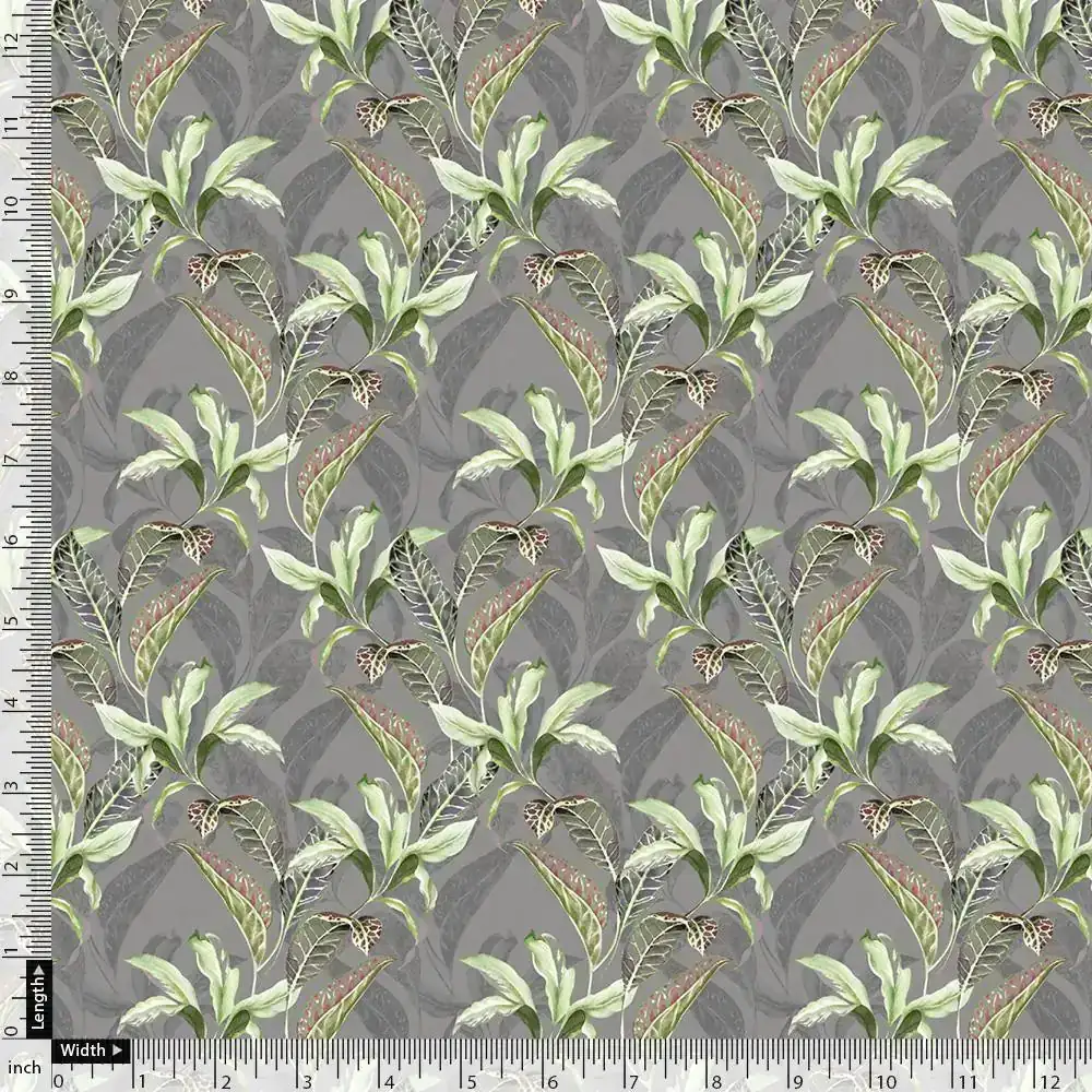 Pista Flower On Grey Digital Printed Fabric  - Weightless - Image 4