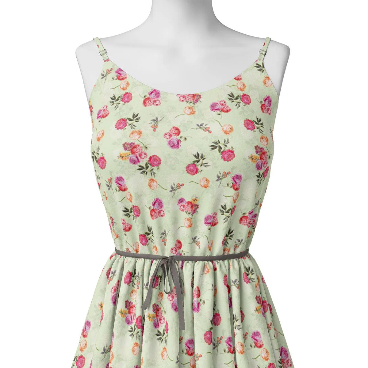 Pista Flower Silk Crepe Printed Fabric - Image 2