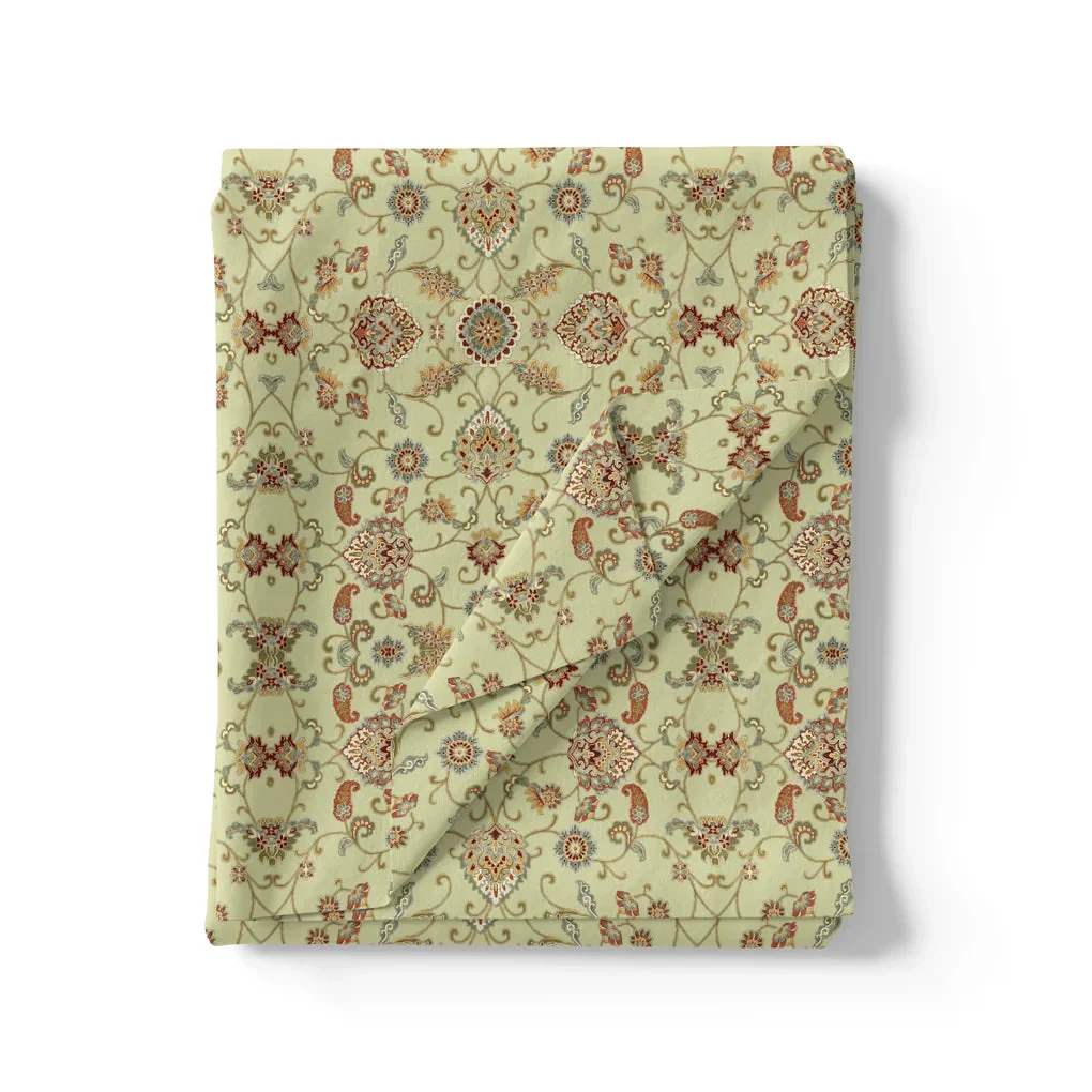 Pista Green Baroque Pure Georgette Printed Fabric Material - Image 3