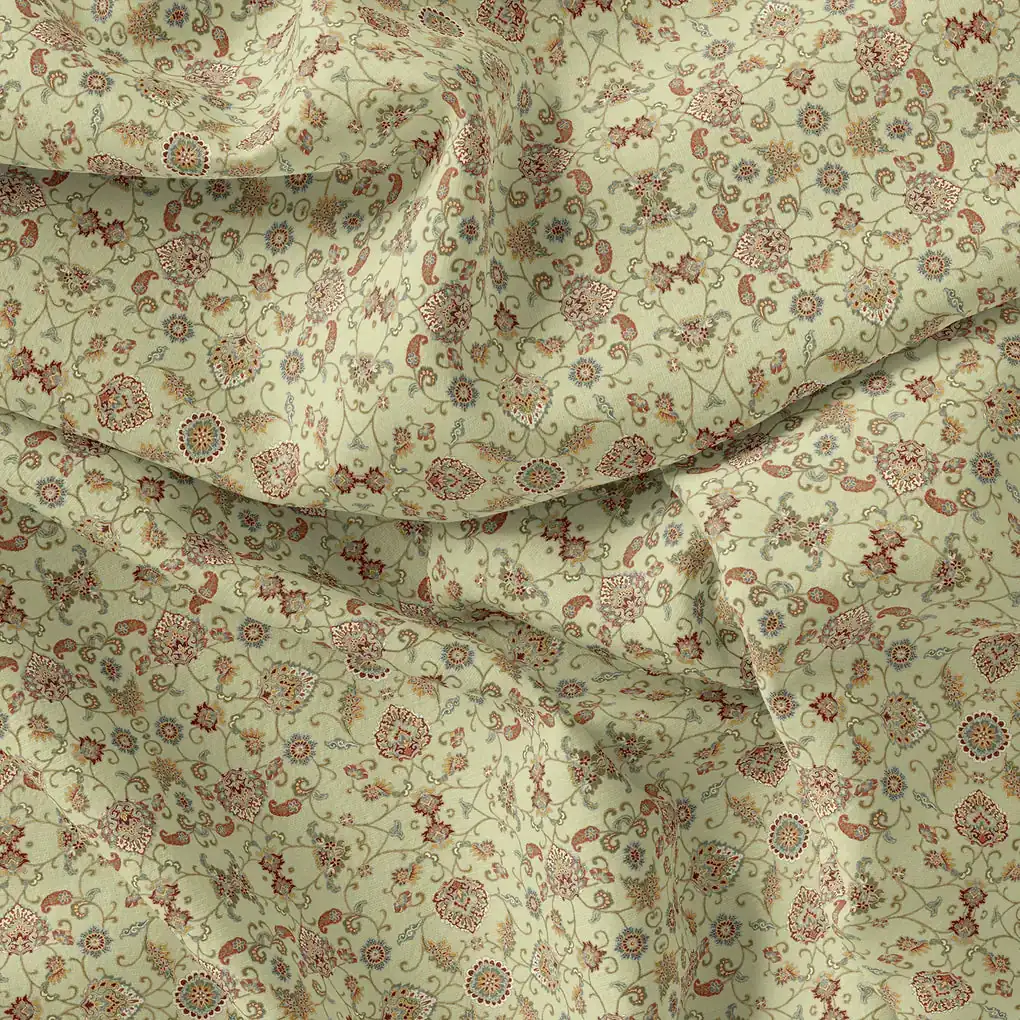 Pista Green Baroque Pure Georgette Printed Fabric Material - Image 4