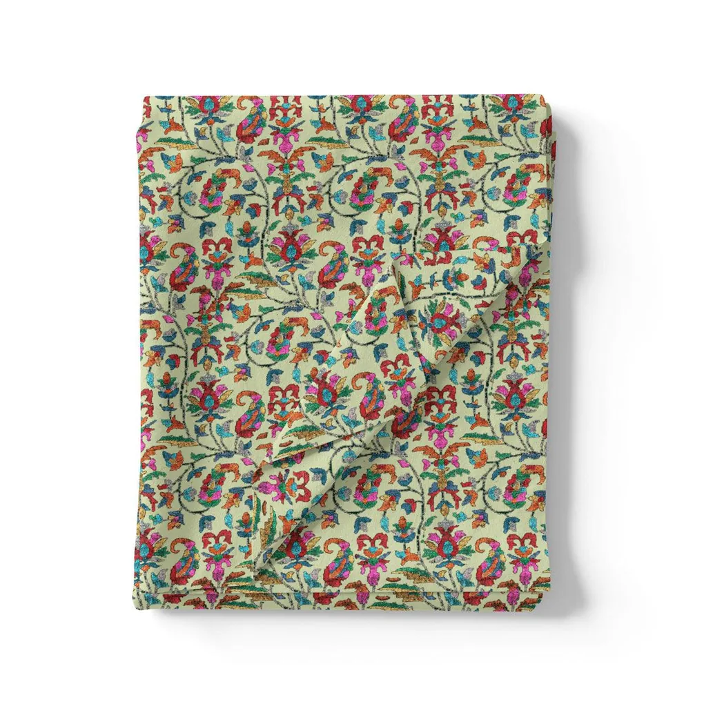 Pista Green Paisley Pashmina Printed Fabric - Image 3
